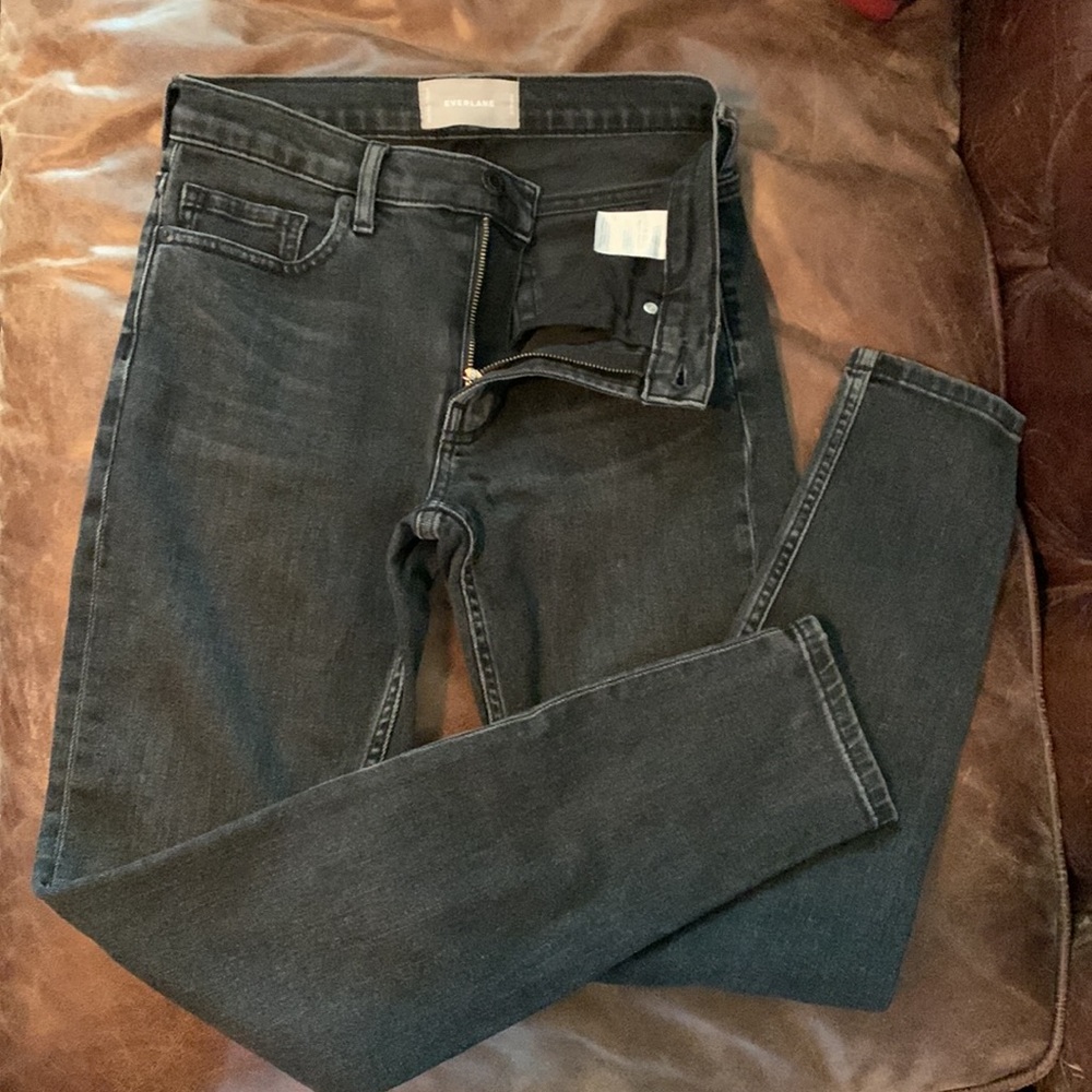 Everlane Midrise Washed Black Skinny Jeans